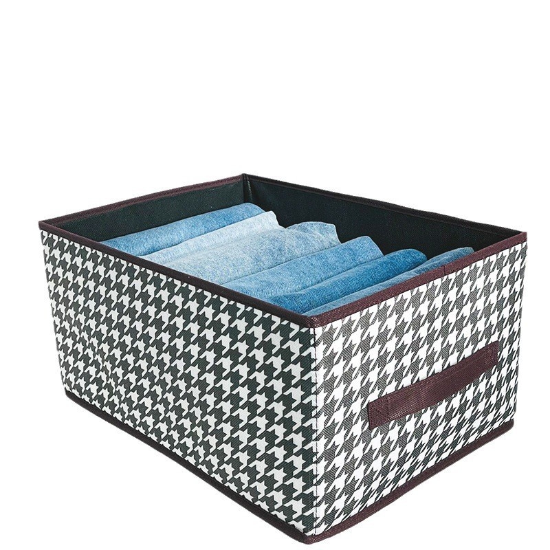 Kutija za pohranu odjeće s uzorkom houndstooth, sklopiva, 22 L, netkani materijal