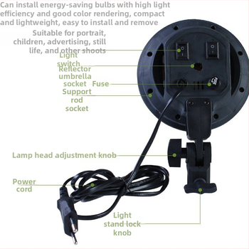 4-u-1 LED softbox za fotografiju i prijenos uživo, E27 utičnica, 5500K, 220V, doseg do 5 m