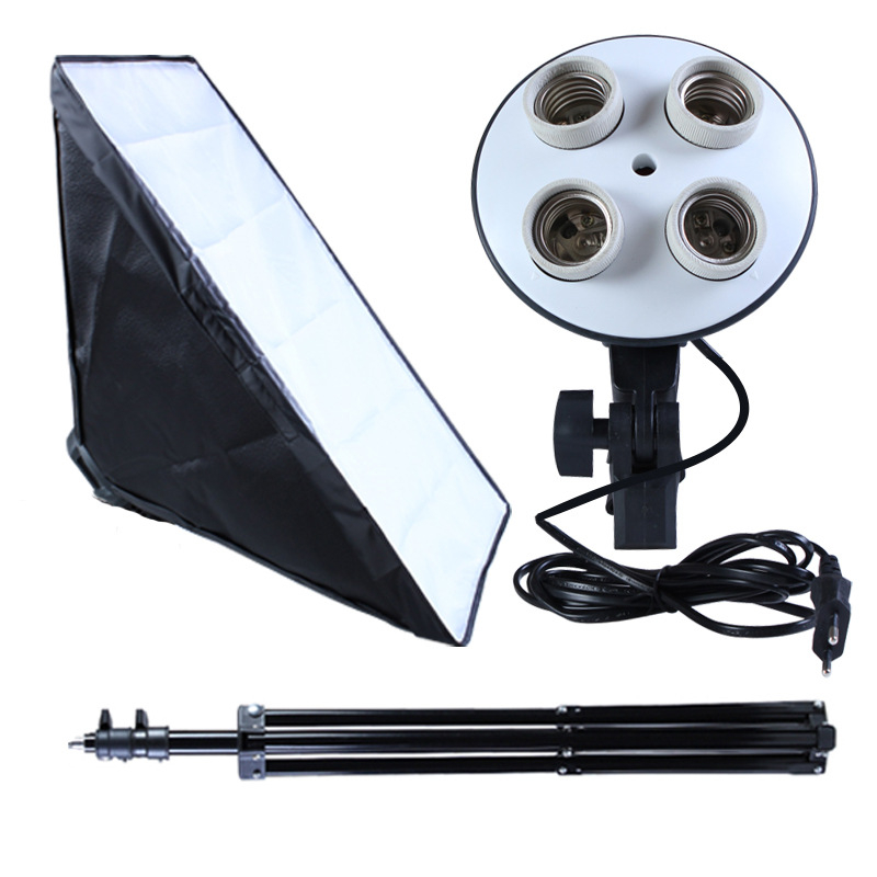 4-u-1 LED softbox za fotografiju i prijenos uživo, E27 utičnica, 5500K, 220V, doseg do 5 m