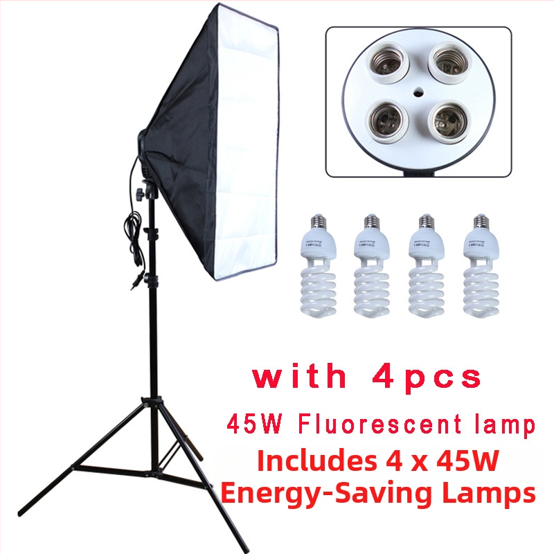 4-u-1 LED softbox za fotografiju i prijenos uživo, E27 utičnica, 5500K, 220V, doseg do 5 m