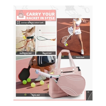 Geantă pentru rachete de tenis, capacitate mare, material impermeabil, model în carouri, căptușeală din nailon, spate ergonomic