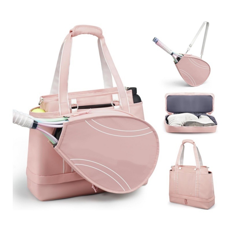 Geantă pentru rachete de tenis, capacitate mare, material impermeabil, model în carouri, căptușeală din nailon, spate ergonomic