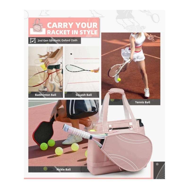 Geantă pentru rachete de tenis, capacitate mare, material impermeabil, model în carouri, căptușeală din nailon, spate ergonomic