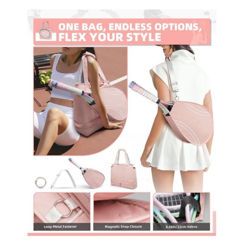 Geantă pentru rachete de tenis, capacitate mare, material impermeabil, model în carouri, căptușeală din nailon, spate ergonomic