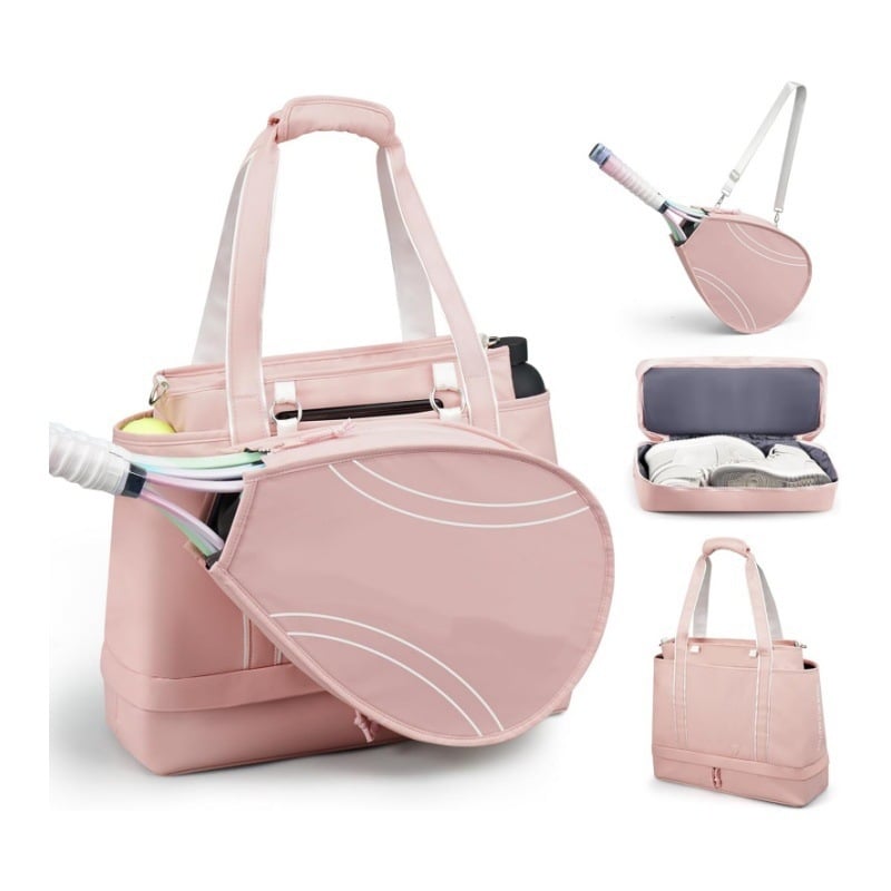 Geantă pentru rachete de tenis, capacitate mare, material impermeabil, model în carouri, căptușeală din nailon, spate ergonomic