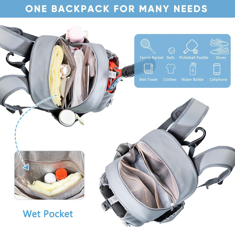 Casual sports backpack za dvije reketa, vodootporan Oxford materijal, model B25100, unisex, pogodna za badminton, tenis i pickleball