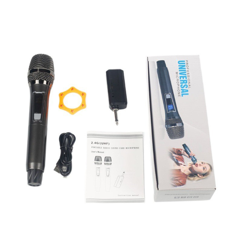 Microfon dinamic portabil JY-SX24G – 2 canale, 20 Hz–20 kHz, SNR ≥85 dB, autonomie baterie >12h