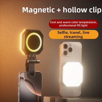 LED svjetlo za telefon s magnetskim usisavanjem, model F01, 6W, 3.7V, tri temperature boje, ručna upotreba za fotografiranje i prijenos uživo