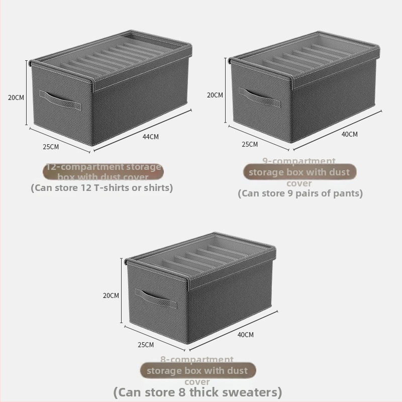 Sklopiva kutija za odjeću s poklopcem, prašinu otporna, garderobni organizator, 26 L, dimenzije 47 × 28 × 20 cm