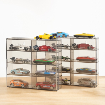 Stalak za prikaz modela automobila, 8-komorni dizajn, ABS plastika, proziran, otporan na prašinu, slaganje MD-0846
