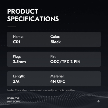 Ccz C01 audio kabel – 3,5 mm QDC TFZ priključak, vodič s postriebrenim premazom, postriebreni kabel, model C01