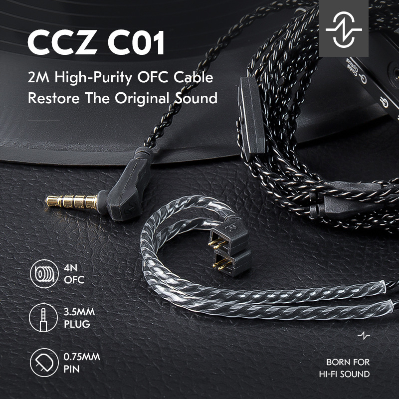 Ccz C01 audio kabel – 3,5 mm QDC TFZ priključak, vodič s postriebrenim premazom, postriebreni kabel, model C01