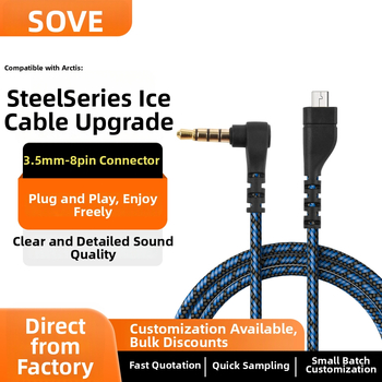Pleteni kabel za slušalice s 8‑pin konektorom, kompatibilan sa SteelSeries Arctis 3/5/7 Pro