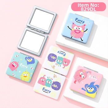 Make-up zrkadlo, dvojstranné, skladacie, prenosné s kovovým rámom a hlinírovým zrkadlom