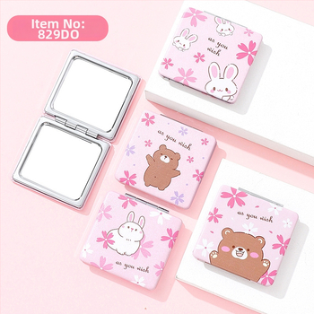 Make-up zrkadlo, dvojstranné, skladacie, prenosné s kovovým rámom a hlinírovým zrkadlom