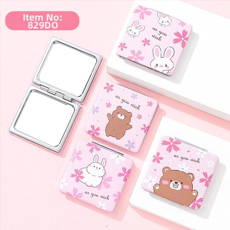 Make-up zrkadlo, dvojstranné, skladacie, prenosné s kovovým rámom a hlinírovým zrkadlom