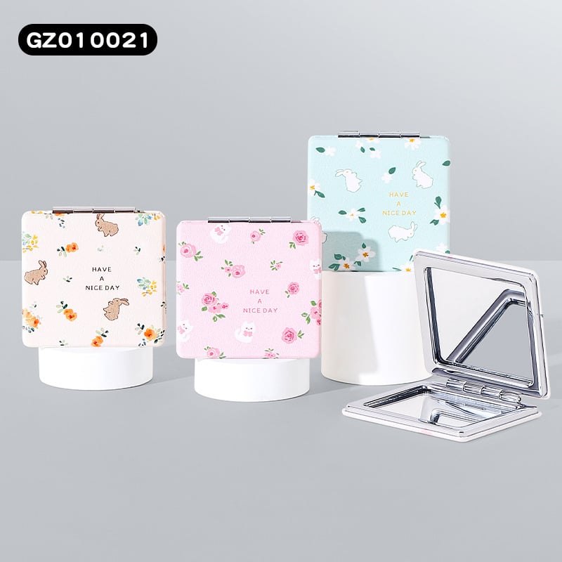 Καθρέφτης μακιγιάζ, διπλής όψεως, αναδιπλόμενος, φορητός, με μεταλλικό πλαίσιο και αλουμινένιο καθρέφτη