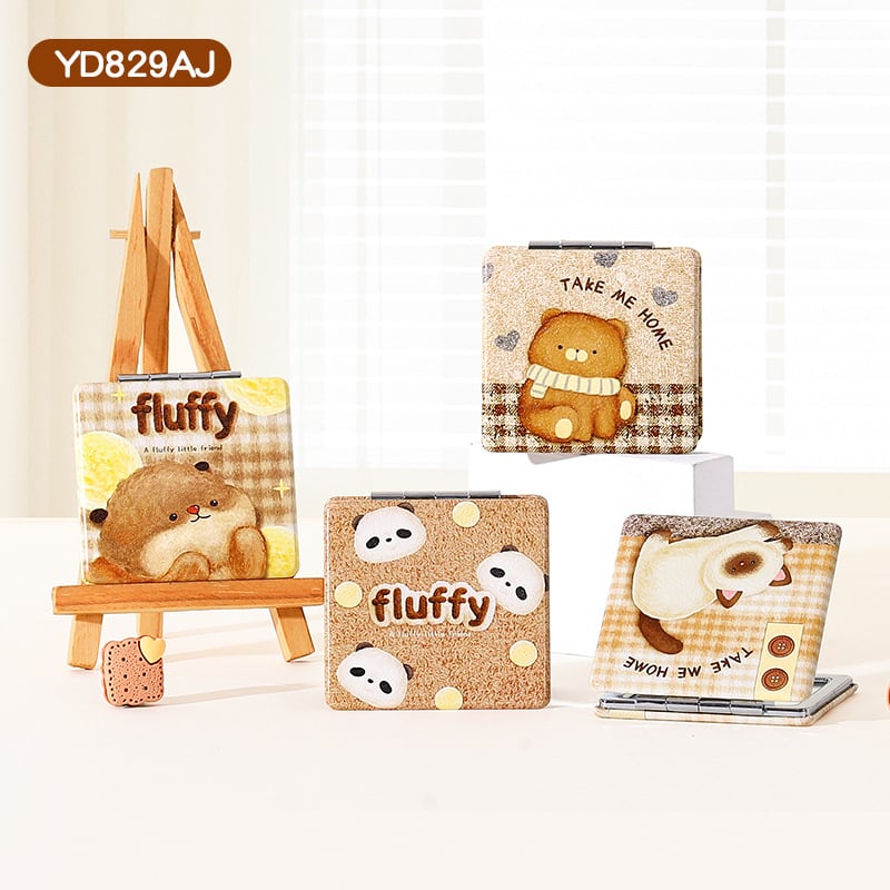 Καθρέφτης μακιγιάζ, διπλής όψεως, αναδιπλόμενος, φορητός, με μεταλλικό πλαίσιο και αλουμινένιο καθρέφτη