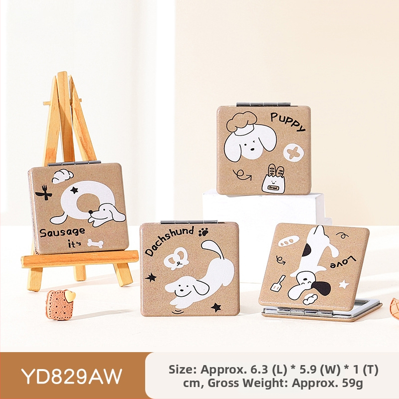 Make-up zrkadlo, dvojstranné, skladacie, prenosné s kovovým rámom a hlinírovým zrkadlom