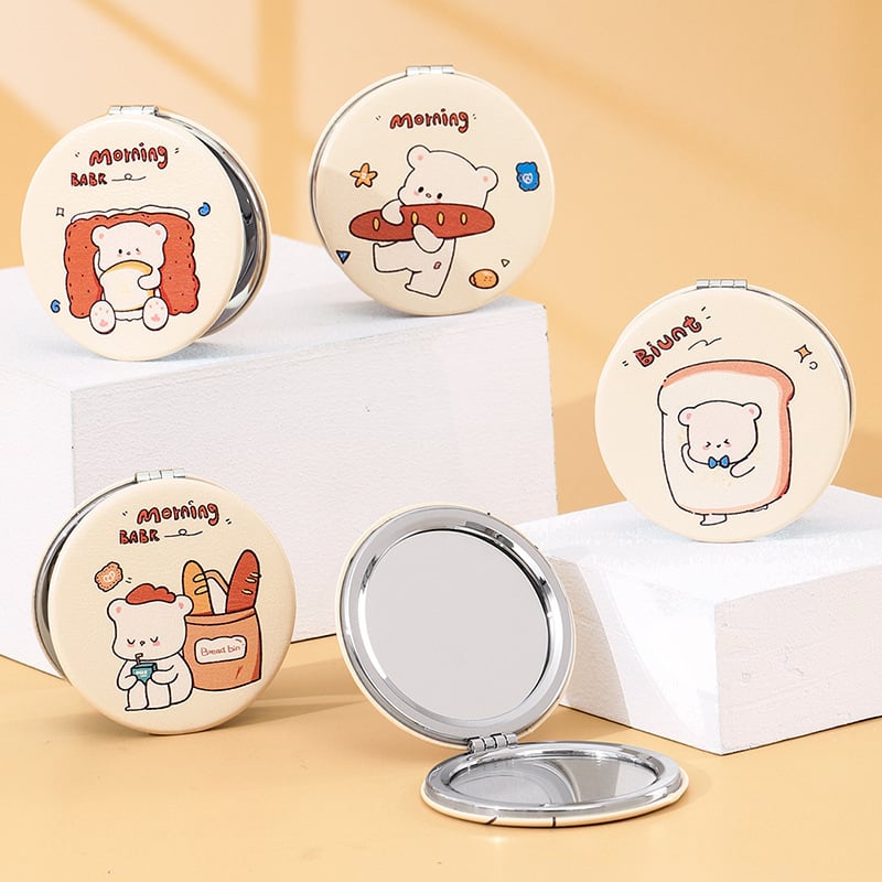 Καθρέφτης μακιγιάζ, διπλής όψεως, αναδιπλόμενος, φορητός, με μεταλλικό πλαίσιο και αλουμινένιο καθρέφτη