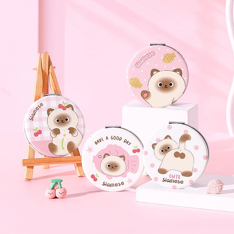 Καθρέφτης μακιγιάζ, διπλής όψεως, αναδιπλόμενος, φορητός, με μεταλλικό πλαίσιο και αλουμινένιο καθρέφτη