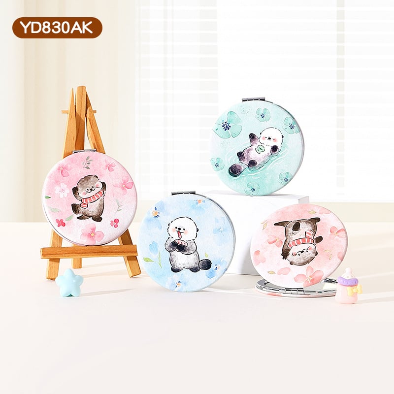 Καθρέφτης μακιγιάζ, διπλής όψεως, αναδιπλόμενος, φορητός, με μεταλλικό πλαίσιο και αλουμινένιο καθρέφτη