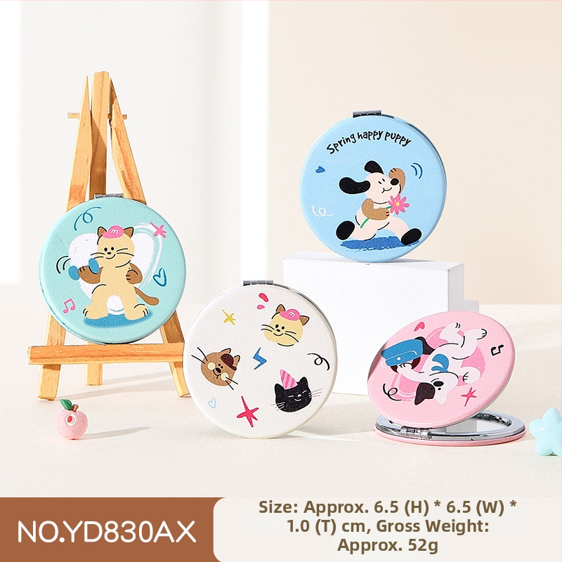 Make-up zrkadlo, dvojstranné, skladacie, prenosné s kovovým rámom a hlinírovým zrkadlom