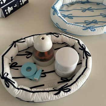 Ins-stílusú asztali tároló kosár masnival, textile 18L, modell 202403101725