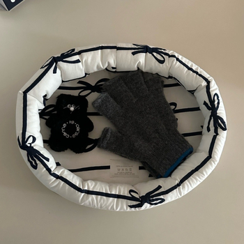 Ins-stílusú asztali tároló kosár masnival, textile 18L, modell 202403101725