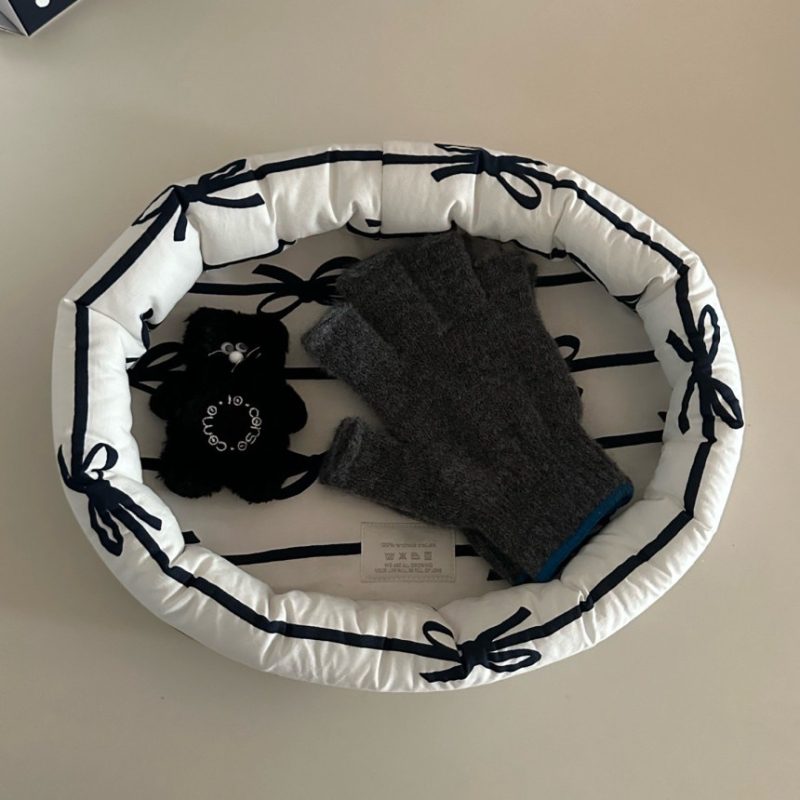 Ins-stílusú asztali tároló kosár masnival, textile 18L, modell 202403101725