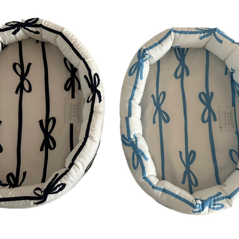 Ins-stílusú asztali tároló kosár masnival, textile 18L, modell 202403101725