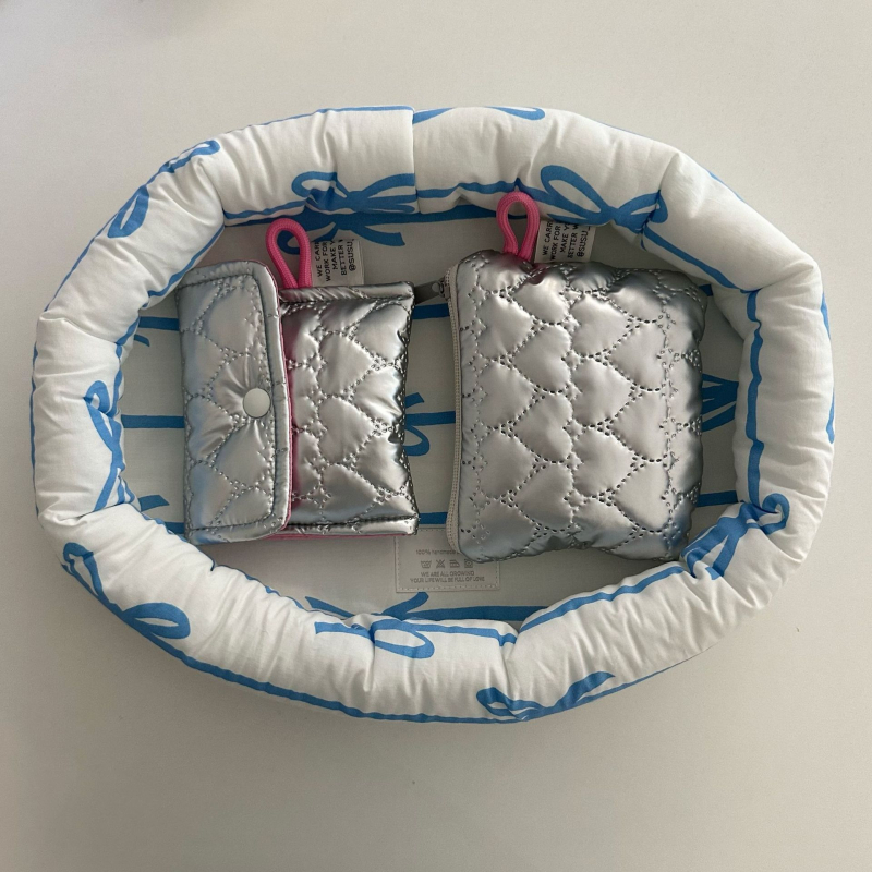 Ins-stílusú asztali tároló kosár masnival, textile 18L, modell 202403101725