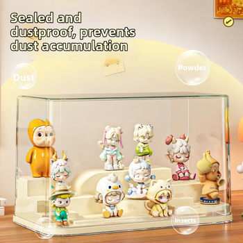 Blind Box figura bemutatóállvány, átlátszó műanyagból, porvédett vitrín