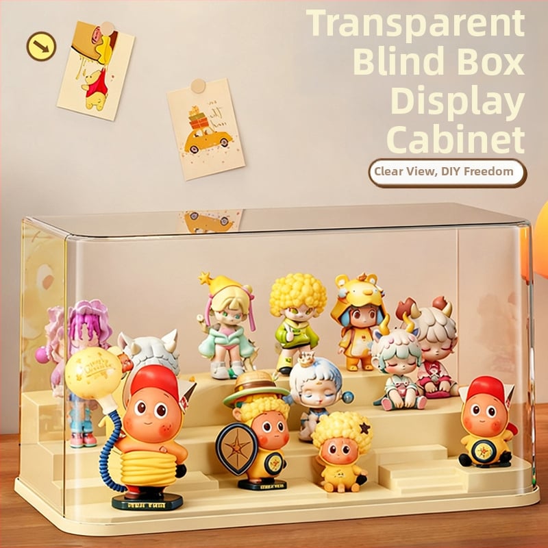 Blind Box figura bemutatóállvány, átlátszó műanyagból, porvédett vitrín