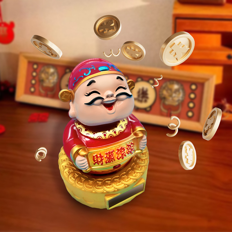 Műanyag autó dísz, rajzfilm-stílusú: nagy ringó gazdagság istene és Guanyin, fejmozgás funkció, testreszabás nélkül