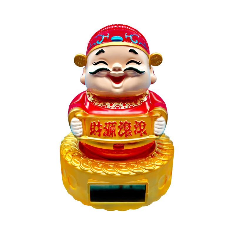 Műanyag autó dísz, rajzfilm-stílusú: nagy ringó gazdagság istene és Guanyin, fejmozgás funkció, testreszabás nélkül