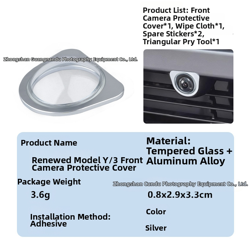 Predný kryt objektívu z tvrdeného skla pre Tesla Model Y/YL a prepracovaný Model 3 — odolný voči vetru a prachu, OEM spracovanie