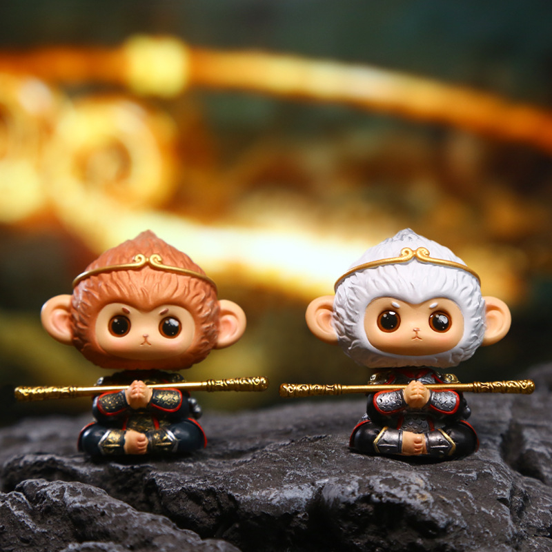 Auto ukras Monkey King Wukong – kineskog stila, izrađen od sintetičke smole, kategorija blind box, kartonsko pakiranje