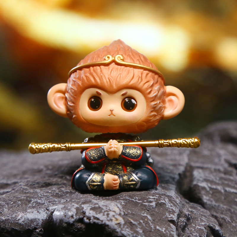 Auto ukras Monkey King Wukong – kineskog stila, izrađen od sintetičke smole, kategorija blind box, kartonsko pakiranje