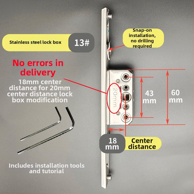 Nehrdzavejúca oceľová skrinka na zámky pre systém kovania okien a dverí – Model: Nehrdzavejúca oceľová skrinka na zámky, Kód: F78788mm7tmm76