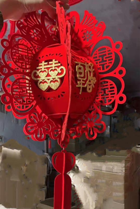 Vjenčana dekoracija sobe: lampion od netkanog materijala sa simbolom dvostruke sreće i leptira, crveni lampion, kreativni viseći ukras za dnevni boravak