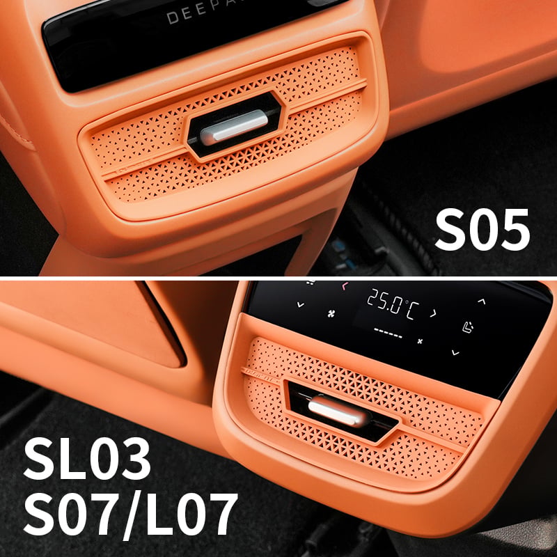 Stražnji zaštitni poklopac izlaza klima uređaja za Sl03/S07/L07/S05, plastični, montaža s usisnom čašom, reflektirajuće upozoravajuće naljepnice