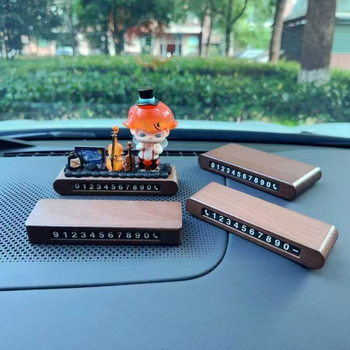 Ideiglenes parkolási jelzés telefonszámmal, diófából készült, Modell A-4, rejtett típus, logóval testreszabható, kézműves DIY