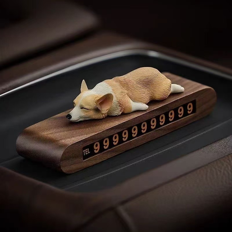 Ideiglenes parkolási jelzés telefonszámmal, diófából készült, Modell A-4, rejtett típus, logóval testreszabható, kézműves DIY