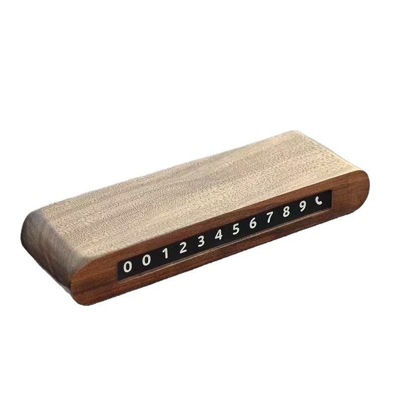 Ideiglenes parkolási jelzés telefonszámmal, diófából készült, Modell A-4, rejtett típus, logóval testreszabható, kézműves DIY