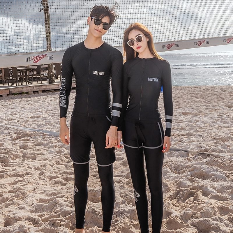 Odrasli par: trodijelni kupaći set s dugim rukavima, zaštita od sunca, brzo sušenje, za surfing i snorkeling
