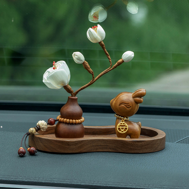 Декорация за таблото на автомобил от орехово дърво, форма на тиква — Artisan, модерен стил, благословение