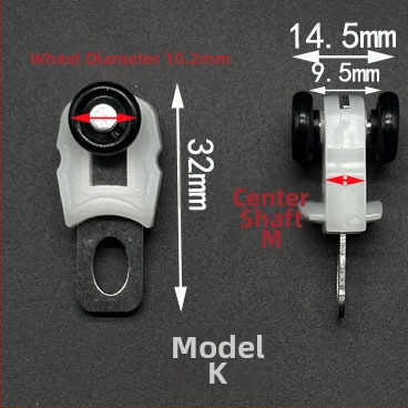 Sada kolies na závesovú lištu — plast a nerezová oceľ, prispôsobiteľná, moderný minimalistický štýl
