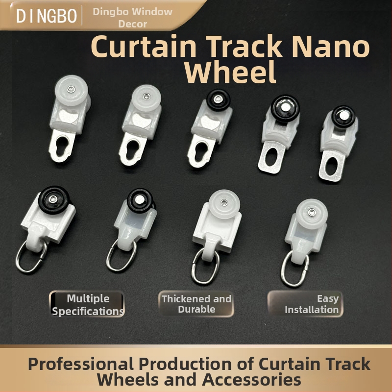 Sada kolies na závesovú lištu — plast a nerezová oceľ, prispôsobiteľná, moderný minimalistický štýl