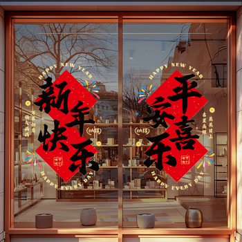 Elektrostatični dekorativni naljepnica za prozor – kuhinjska staklena vrata, Nova godina 2026, PVC materijal, pakiranje Opp bag, brend Happy jiangyue